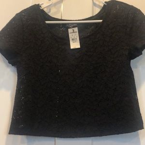 Express Black lace crop top